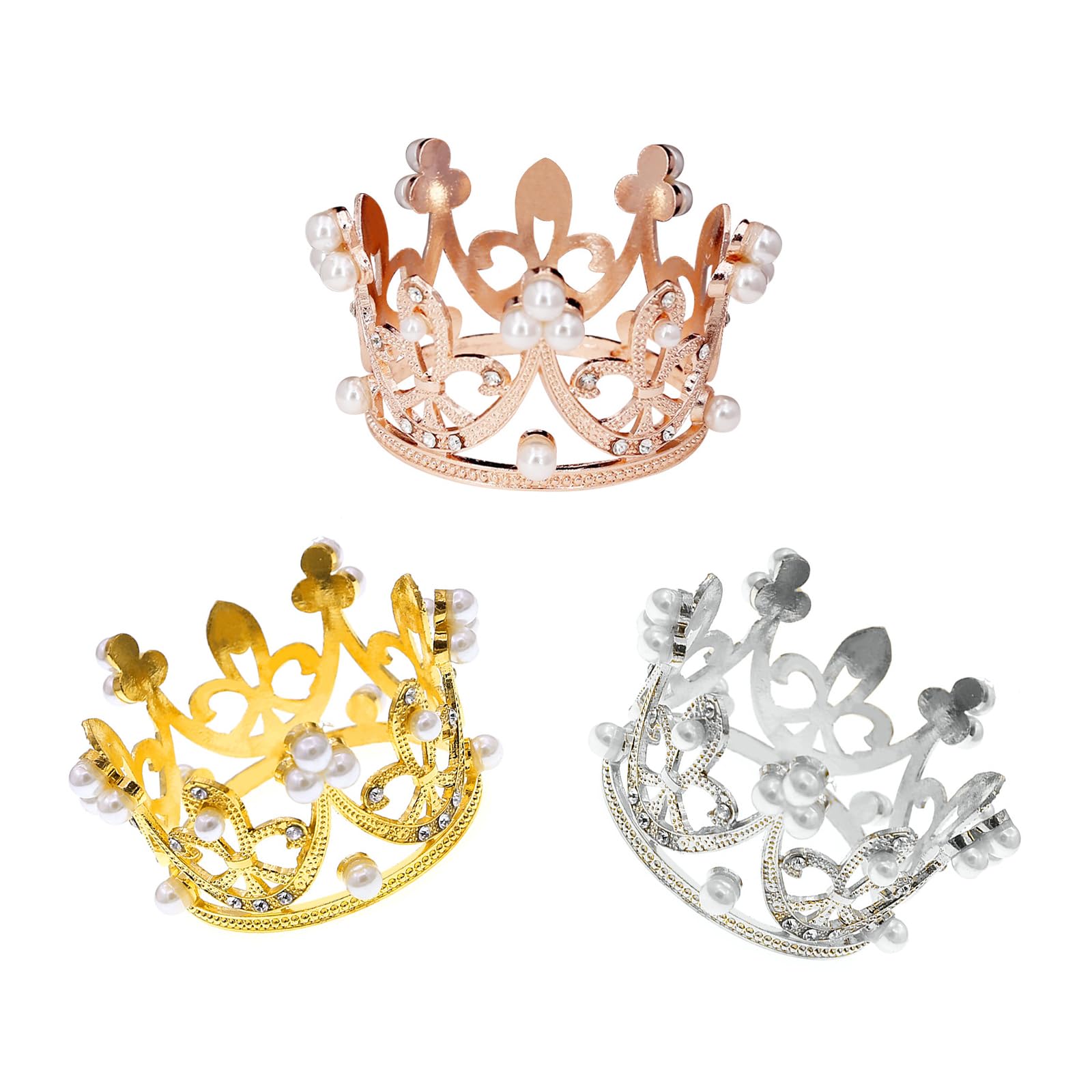 3 Pieces Crown Cake Topper, Princess Little Crown Alloy Pink Silver Crown Mini Crown Children's Birthday Cake Baking Decoration Paper Cup Cake