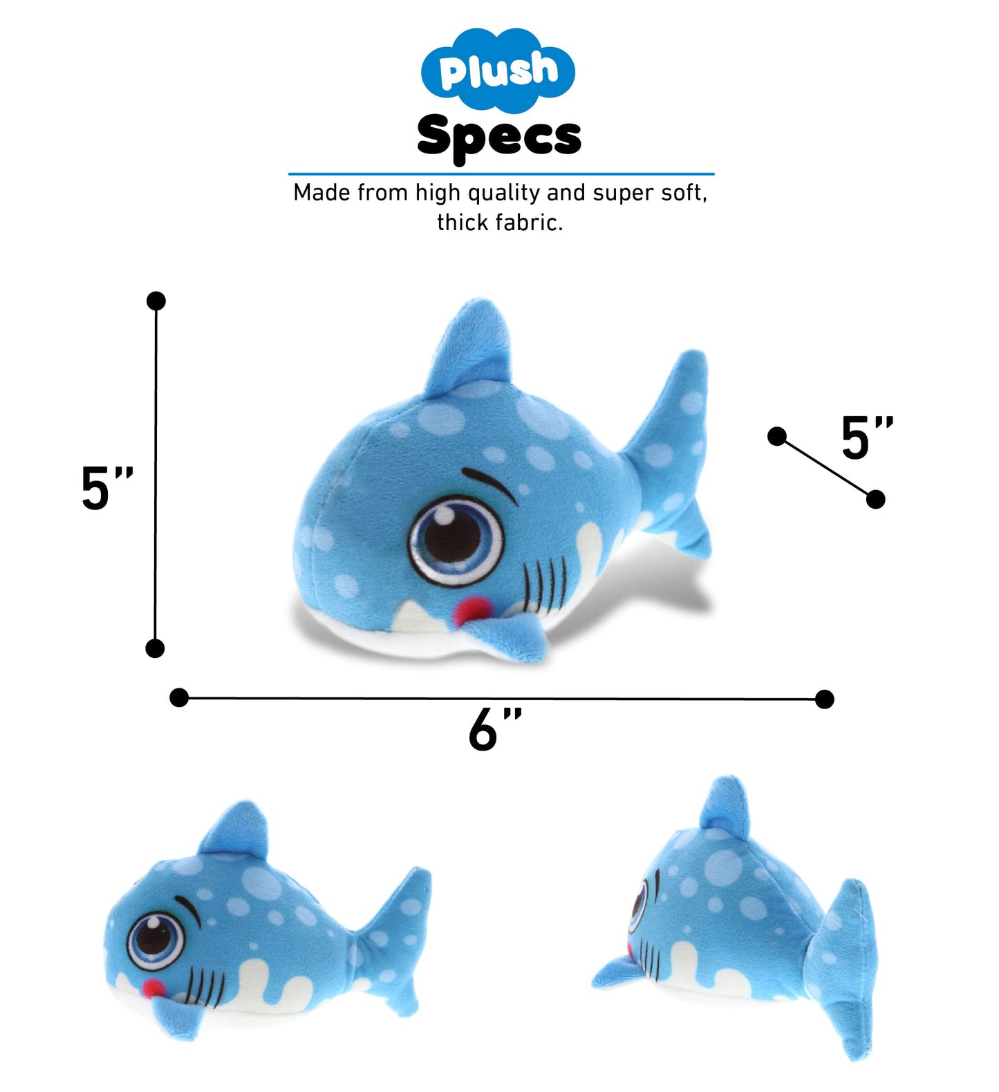 DolliBu Blue Shark Stuffed Animal Plush Toy, Kids & Adults Huggable Shark Cuddle Gifts, Cute Stuffed Animals for Toddler & Baby's First Sea Creature