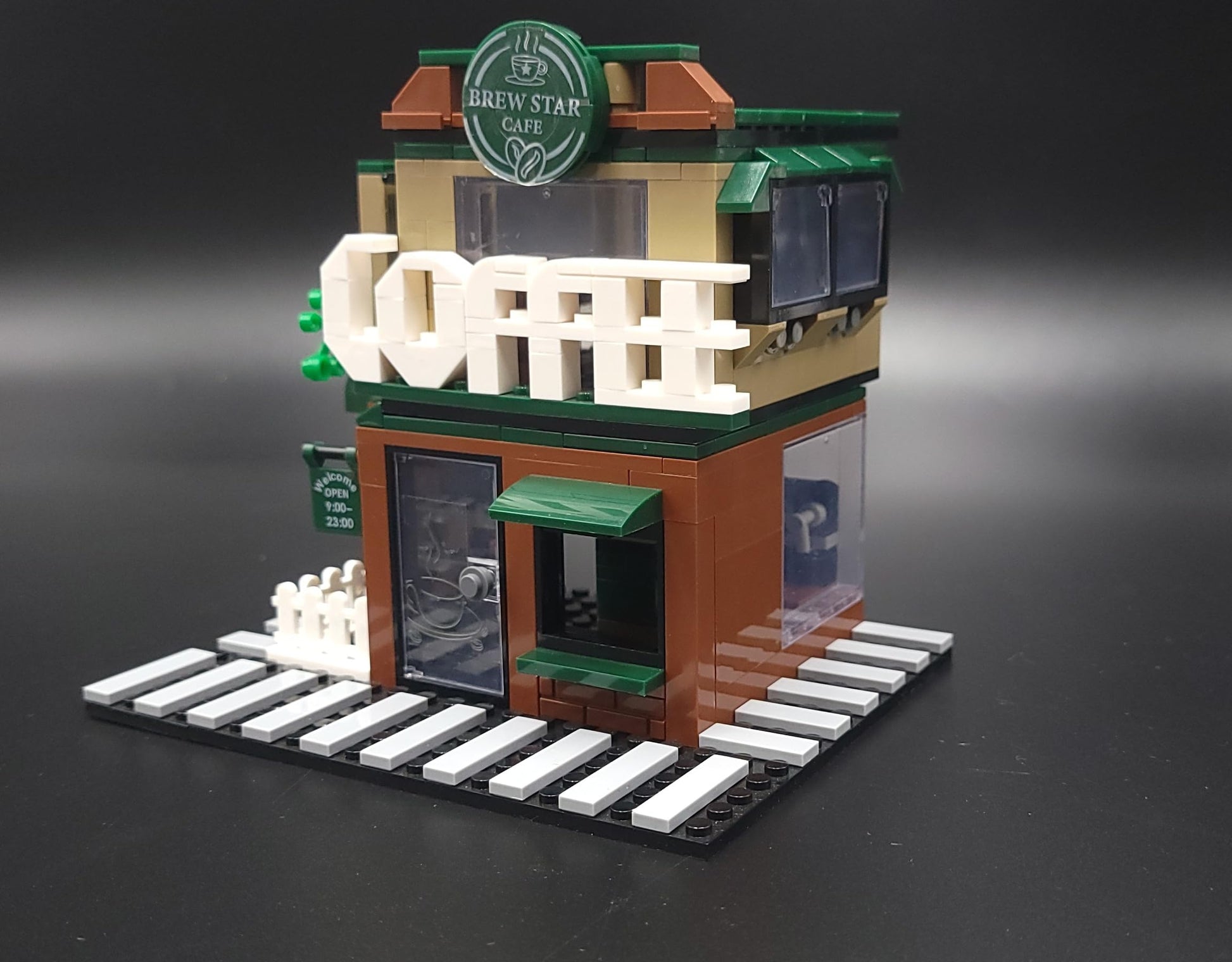 General Jim's Modular Coffee Shop Building Set - 283 Pieces | 2-Story Brick Model with Café Details | Compatible with Major Brands | Urban