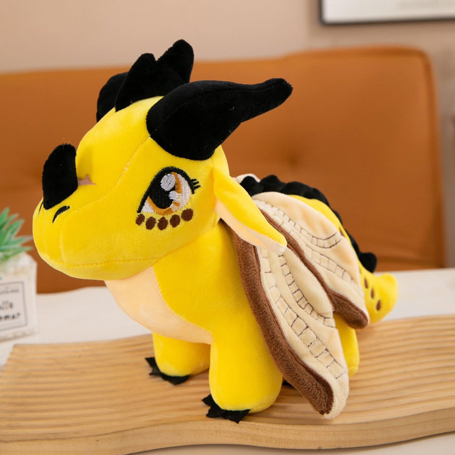 Soft Plush Wings Dragon Figures Stuffed Animals Toy Pillow Doll, Pterosaur Flying Yellow Dragon Plushie Toys Best Birthday Christmas Anniversary