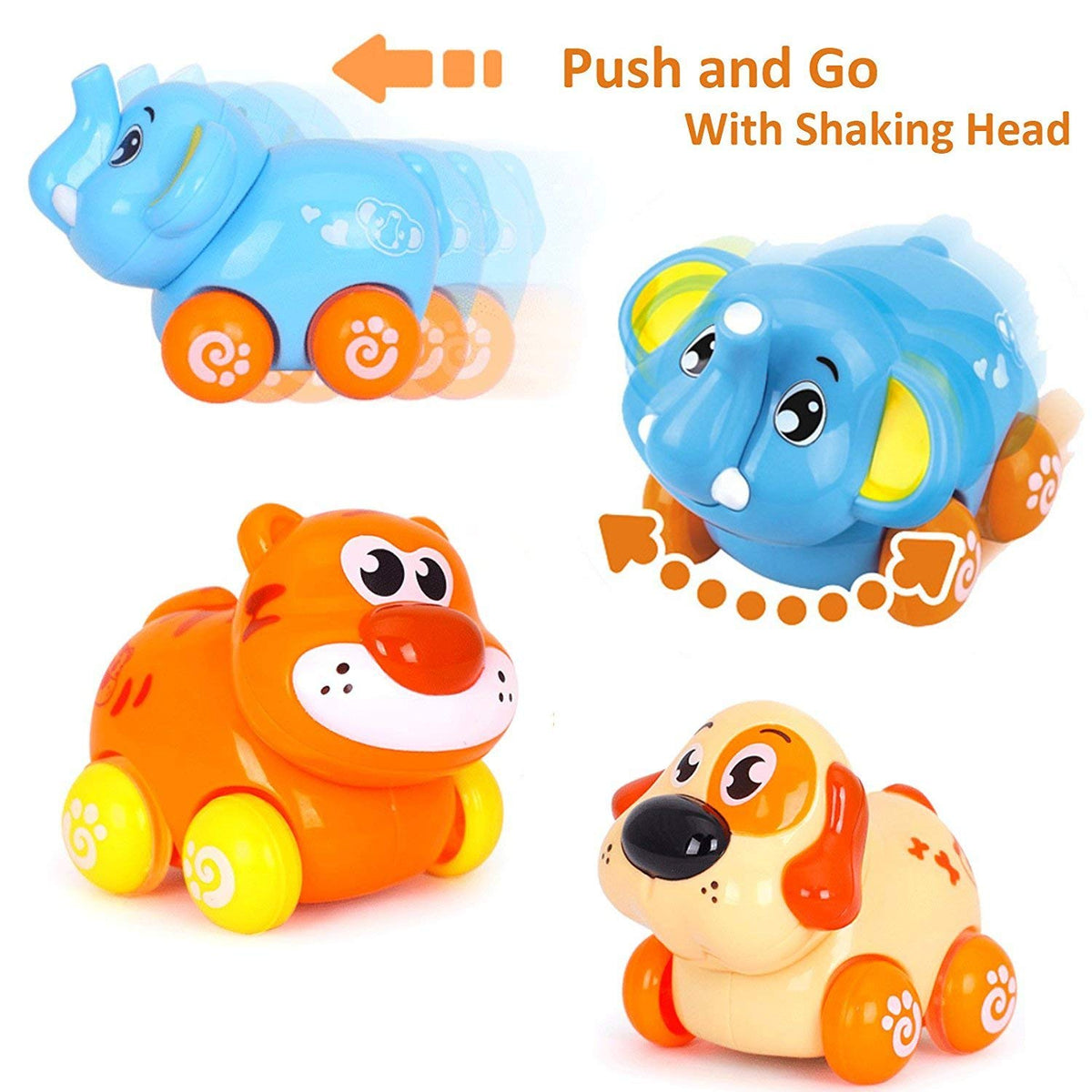 Liberty Imports 8 PCS Cartoon Animals Friction Push and Go Toy Cars Play Set for Babies and Toddlers | Cute Mini Play Vehicles Party Favors - Age 18