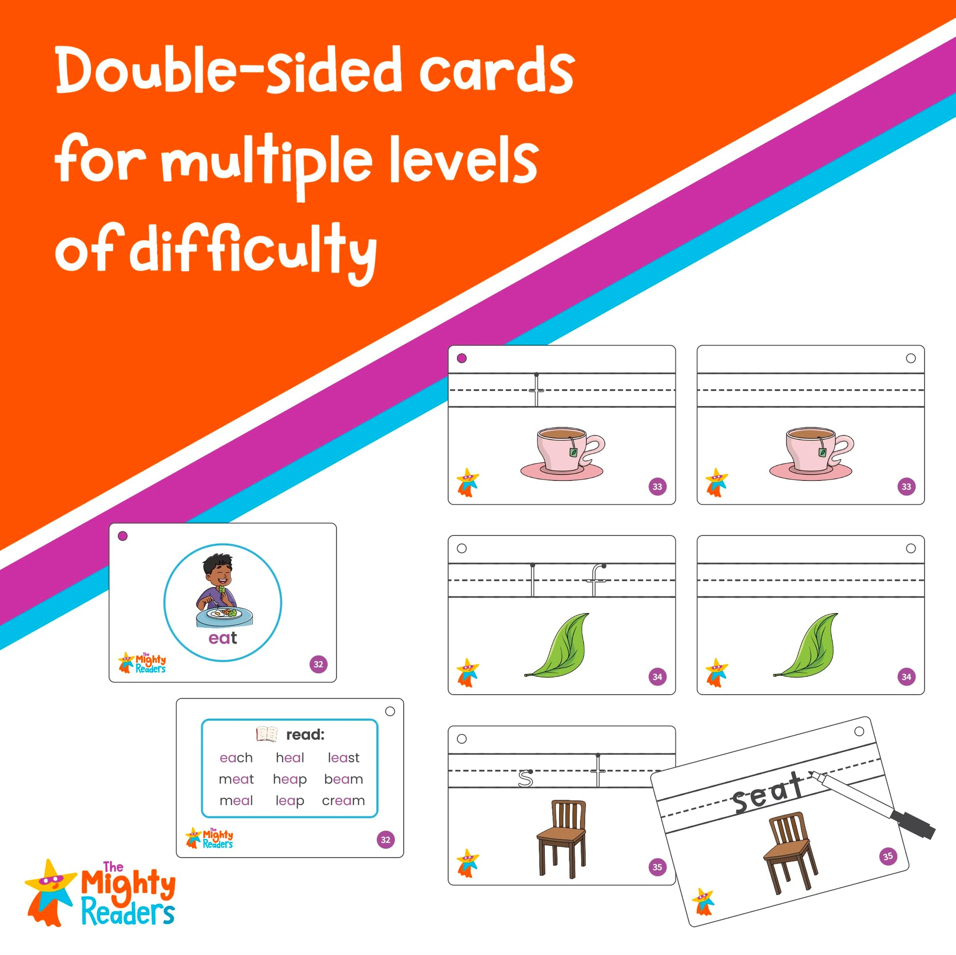 The Mighty Readers Super Spelling Cards: Vowel Teams and Their Friends Phonics Reading Spelling Activity Flashcards Grade 1 Grade 2 Grade 3, Medium