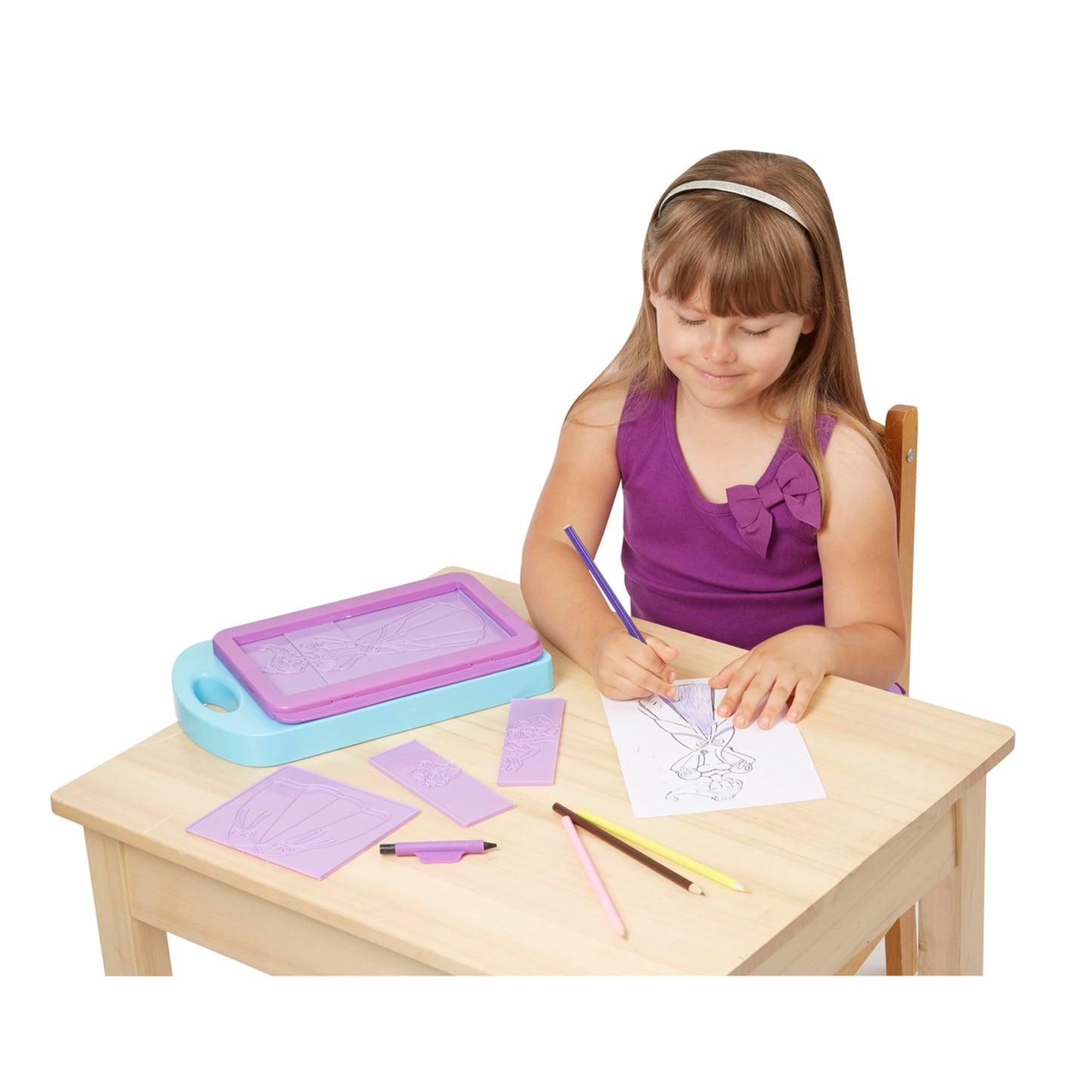Melissa & Doug Princess Design Activity Kit - 9 Double-Sided Plates, 4 Colored Pencils, Rubbing Crayon
