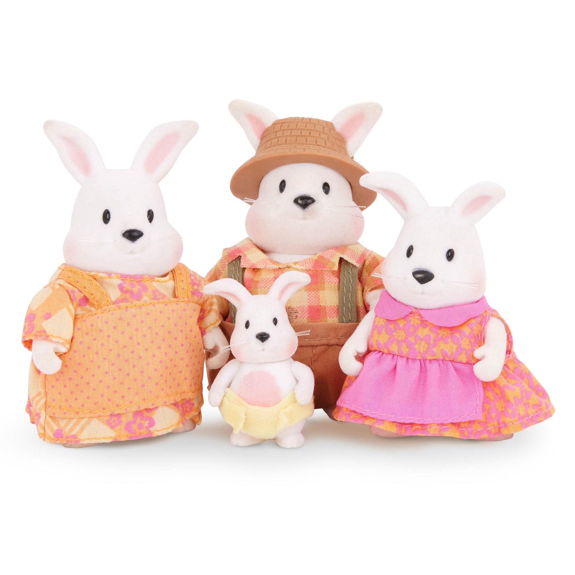 Li'l Woodzeez - Hoppingoods Rabbit Family - Set of 4 Collectible Posable Bunny Figures with Storybook - Pretend Play Doll Figures for Imaginative Play