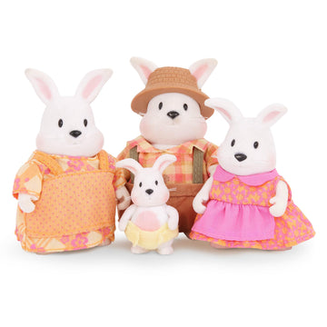Li'l Woodzeez - Hoppingoods Rabbit Family - Set of 4 Collectible Posable Bunny Figures with Storybook - Pretend Play Doll Figures for Imaginative Play