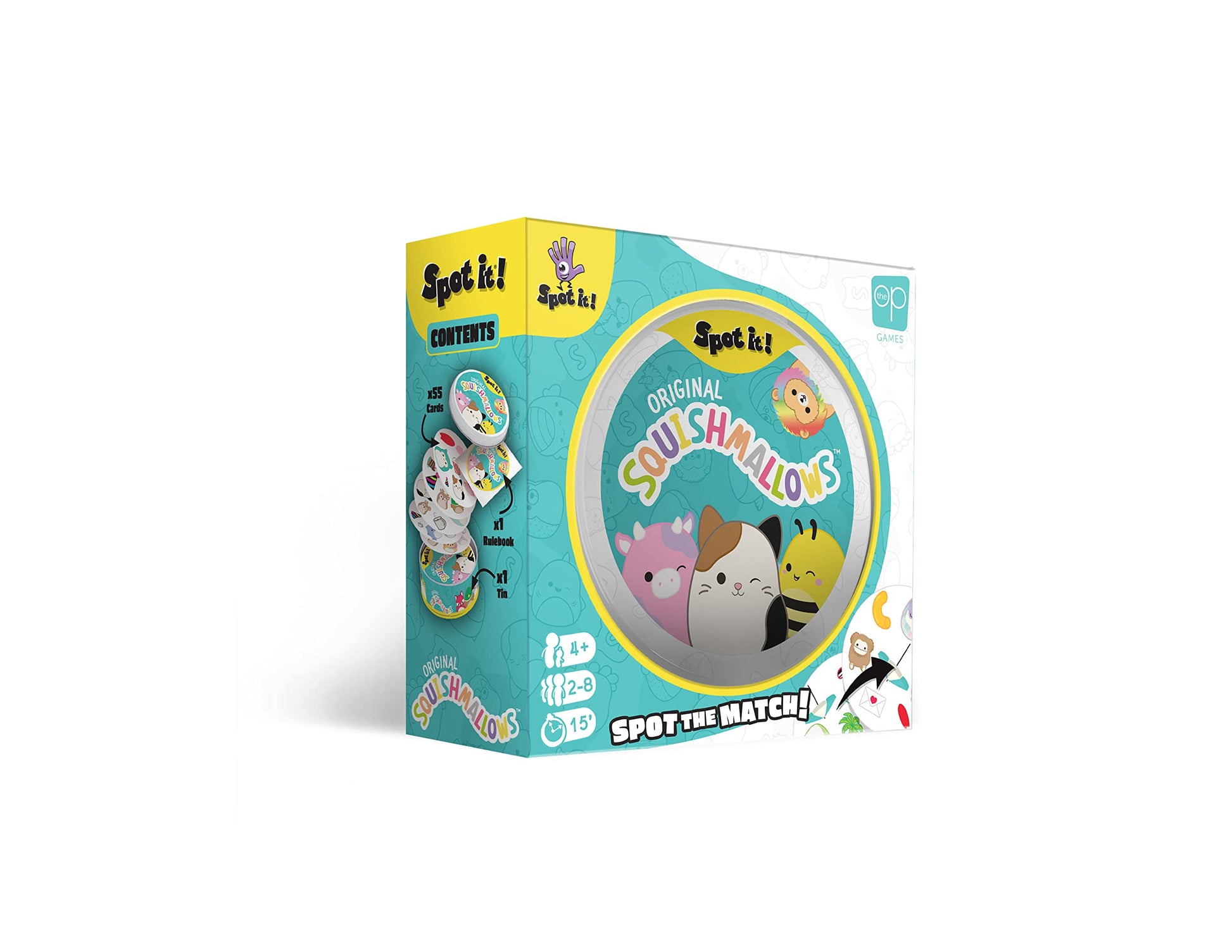Spot It! Squishmallows | Fun Card Game for Kids and Adults | Featuring Mila The Elephant or Cailey The Pink Crab and More | Licensed Squishmallows