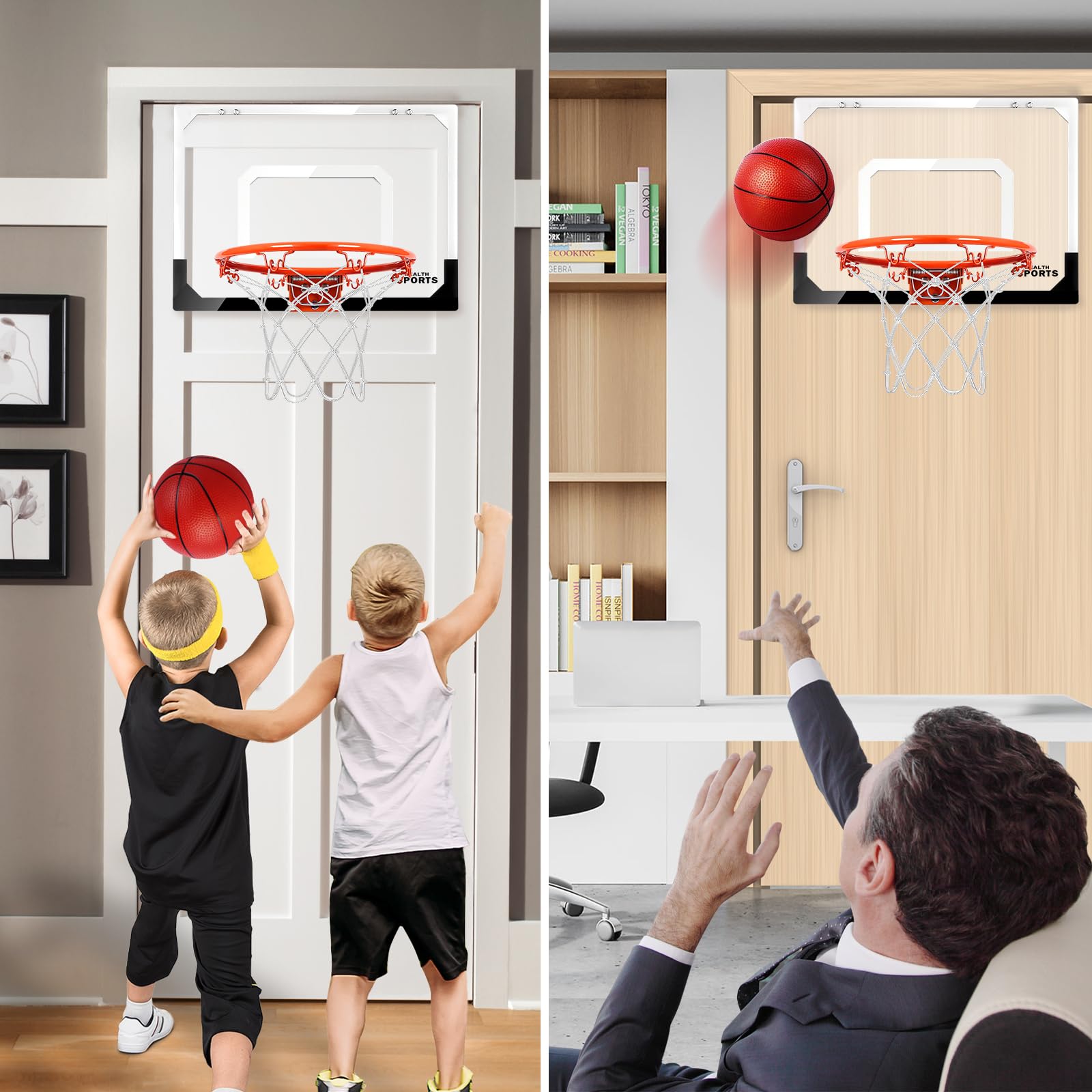 AOKESI Indoor Mini Basketball Hoop Set for Kids -Door Hoops Wall Mount