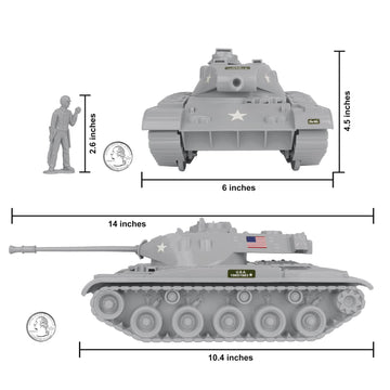 Tim Mee Toy Walker Bulldog Tank Playset- Gray 13pc - Made in USA