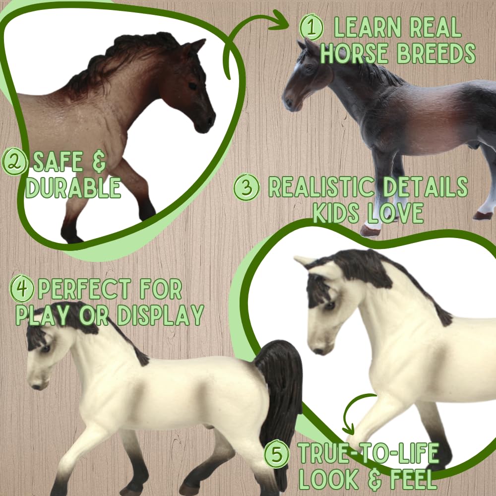 ZAGA Toys Stallion Bundle - Hand-Painted Horse Figurines | Tennessee White, Tennessee Walker, Hanover, Pure Blood Lusitano | Collectible Animal Set