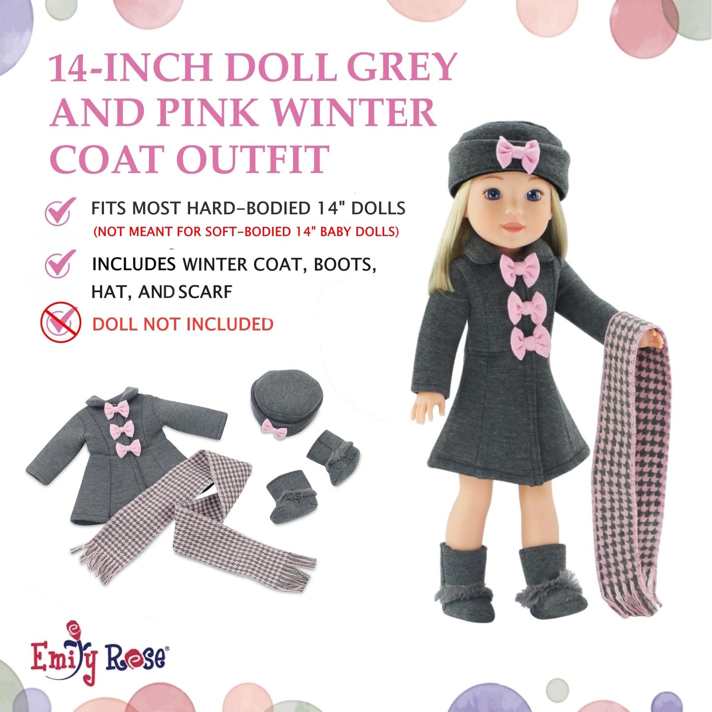 Emily Rose 14 Inch Doll Girl Scout Daisy Uniform 5-PC Playset | Officially Licensed by Girl Scouts of the USA | American Brand - Gift Boxed | Doll NOT