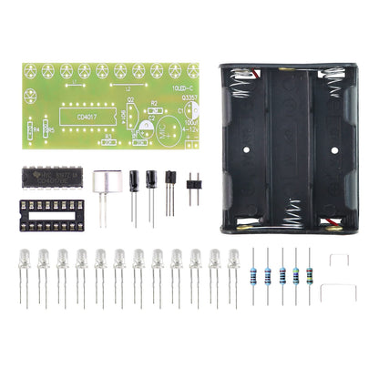 YIDAB Soldering Practice Kit Sound-Activated LED Chaser Kit - DIY Soldering Project with 10 LEDs & Microphone Sensor (12V DC) for Electronics