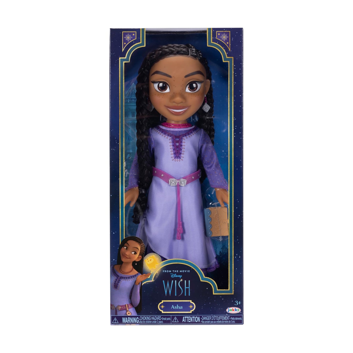 Jakks Pacific Disney's Wish Asha Doll, 14” / 35cm Tall Doll with Royal Reflection Eyes and Hand Braided Hair, Includes Removable Dress and Shoes for