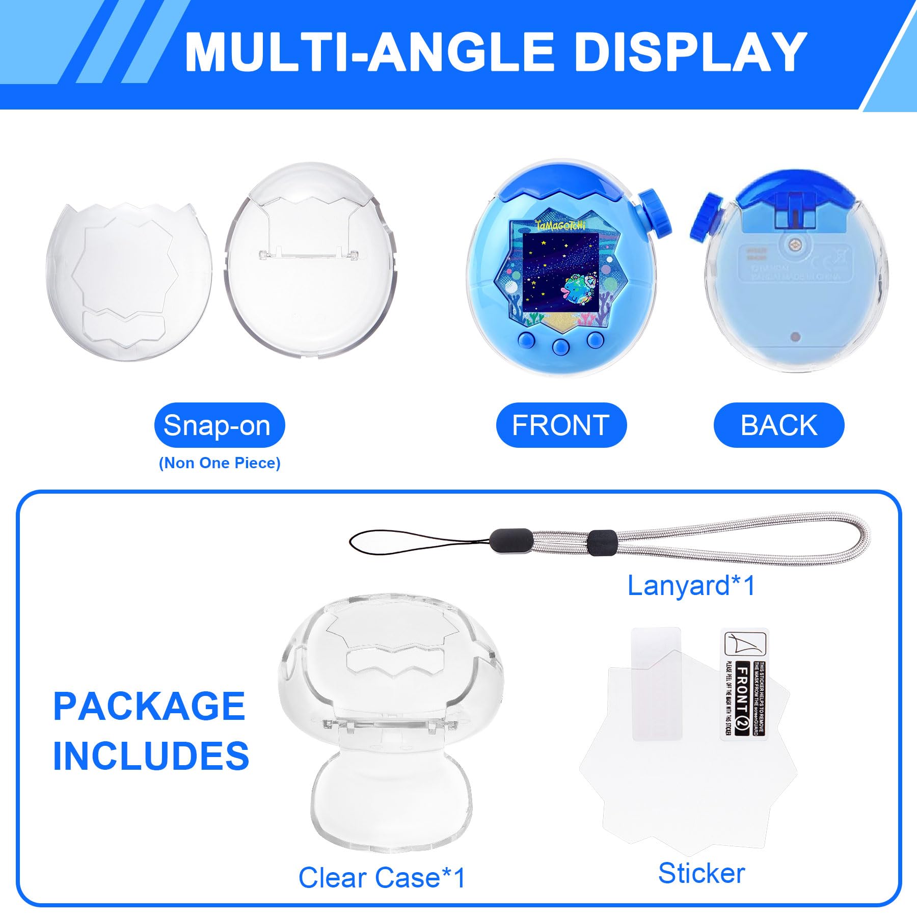 Litdreamer for Tamagotchi Paradise Clear Case with Cover with Lanyard, Body and Screen Guard for Tamagotchi Paradise Accessories,Transparent Hard