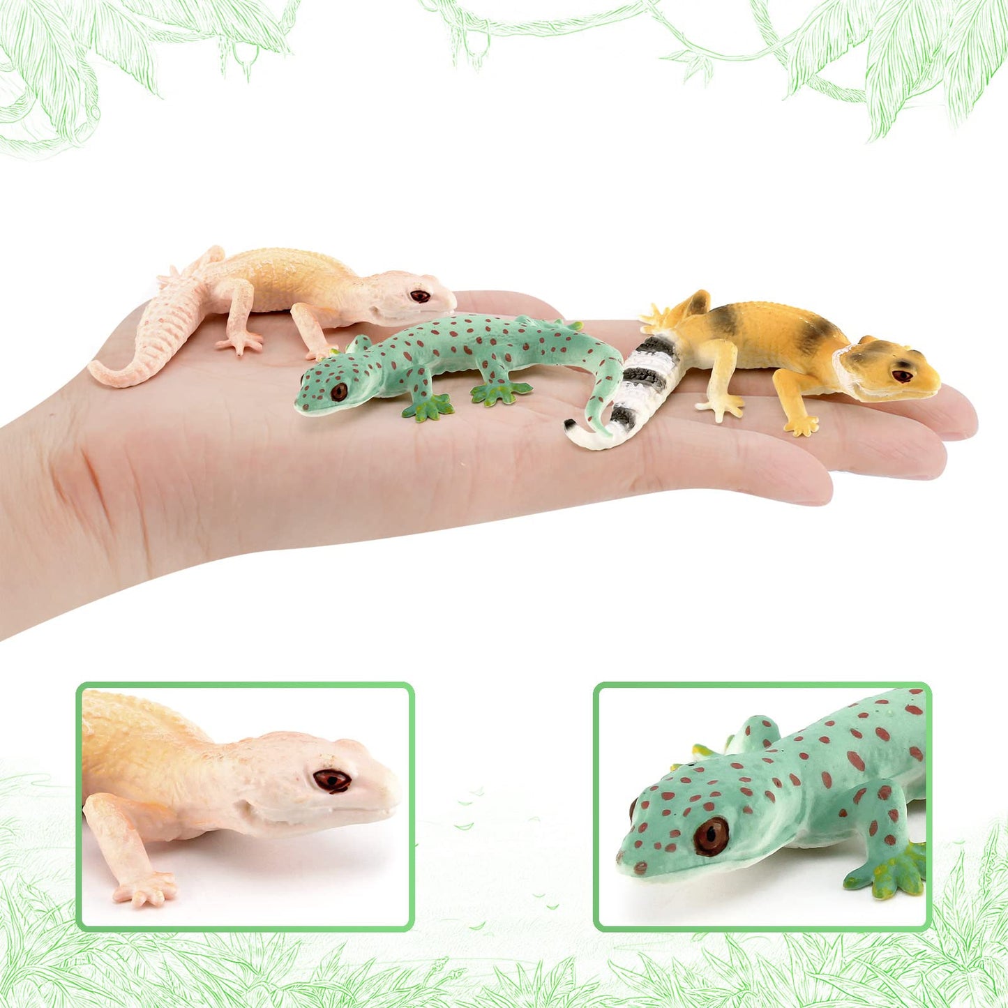 BRETOYIN Mini Chameleon Toys Figures Realistic Lizard Figures 3PCS Tropical Forest Animals Figurines School Project Model for Kids Toddlers Birthday