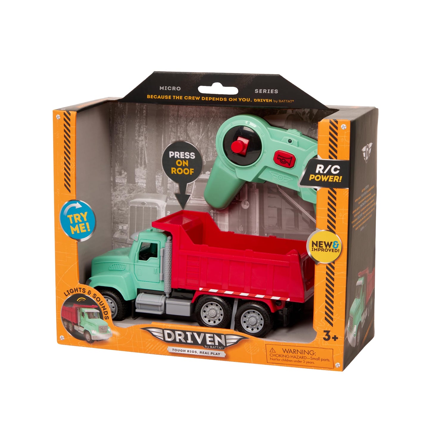 Driven by Battat R/C Dump Truck, Remote Control Construction Toy, Trucks