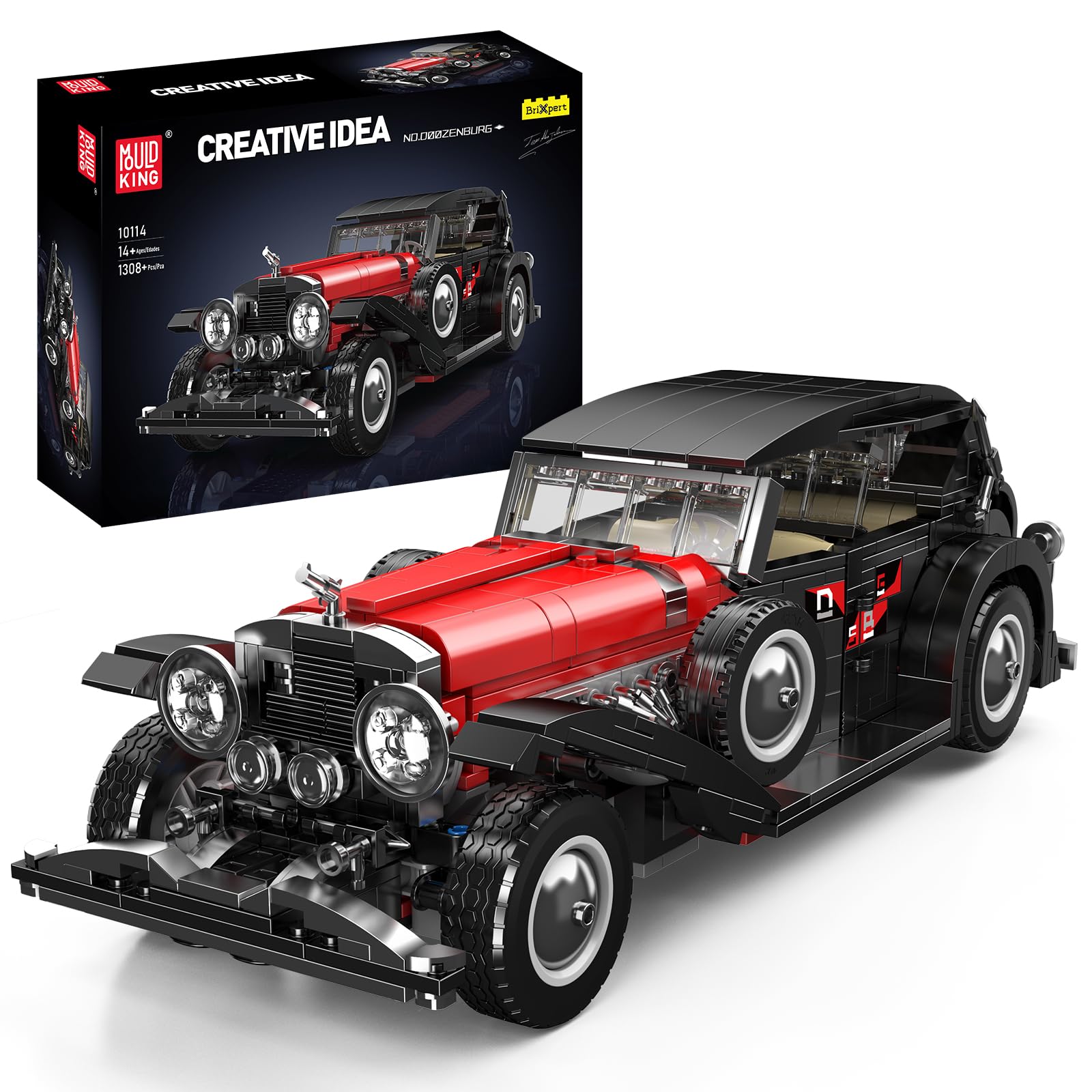 Mould King 10114 Convertible Sports Car Building Kit, 1308 PCS Creative Model Set for Teens & Adults, Collectible Display Car Toy for Home or Office