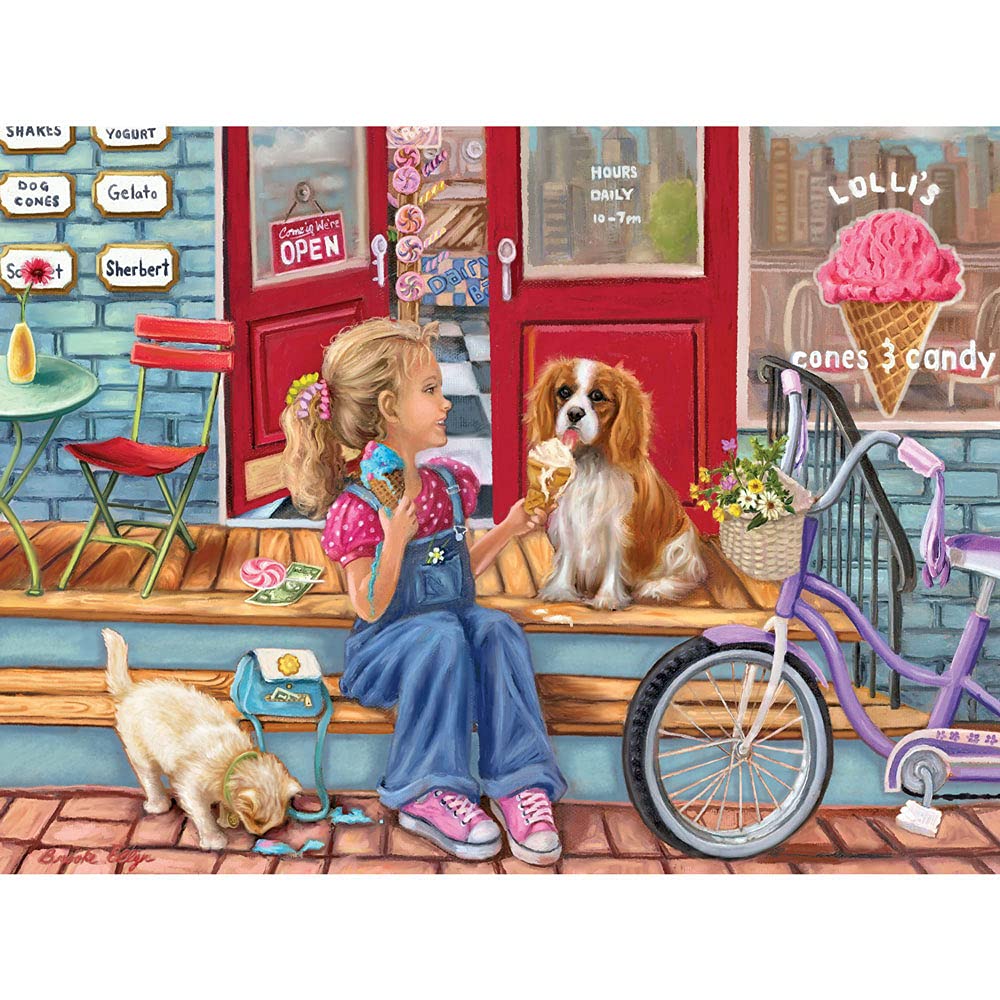 Bits and Pieces - Large 300 Piece Jigsaw Puzzle for Adults - ‘Pay Day Cones’ Summer Time Jigsaw Puzzle by Artist Brooke Faulder, Completed Puzzle