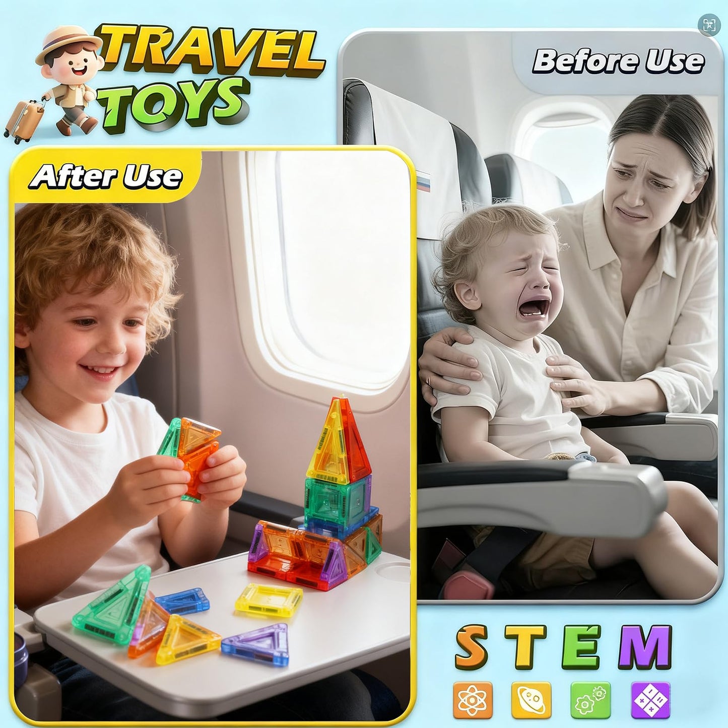 Logth 70PCS Mini Magnetic Tiles Toddlers Toys: Montessori Building Magnet Blocks STEM Bins Travel Storage Construction Set, Birthday for Kids 3-8