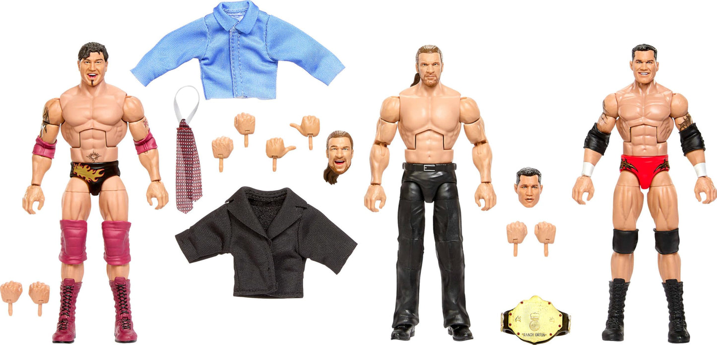 Mattel WWE Elite Evolution 3-Pack Action Figures & Accessories Sets, 6-inch Collectibles with Swappable Parts, Includes Triple H, Randy Orton