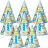 Safari 1st Birthday Party Cone Hats - Blue, 8 Pcs