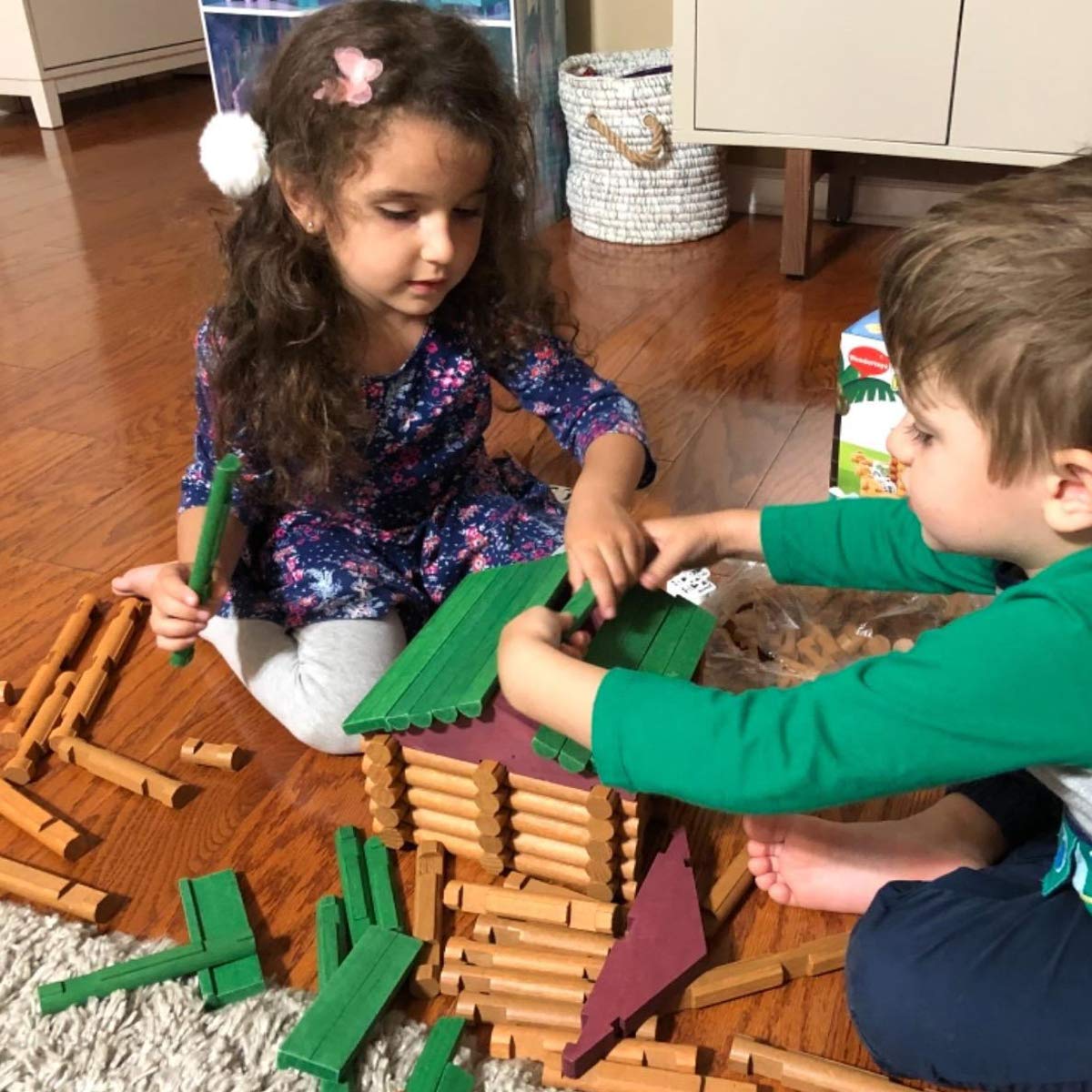 Joqutoys 170 PCS Classic Building Log Toys, Wood Logs Set Set for Boy, Creative Construction Educational Gift for Kids Ages 3+