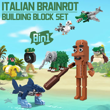 Myth Qholve Italian Brainrot Building Bricks Set 8 Models Creative Animal & Character Blocks Fun Collectible for Adults