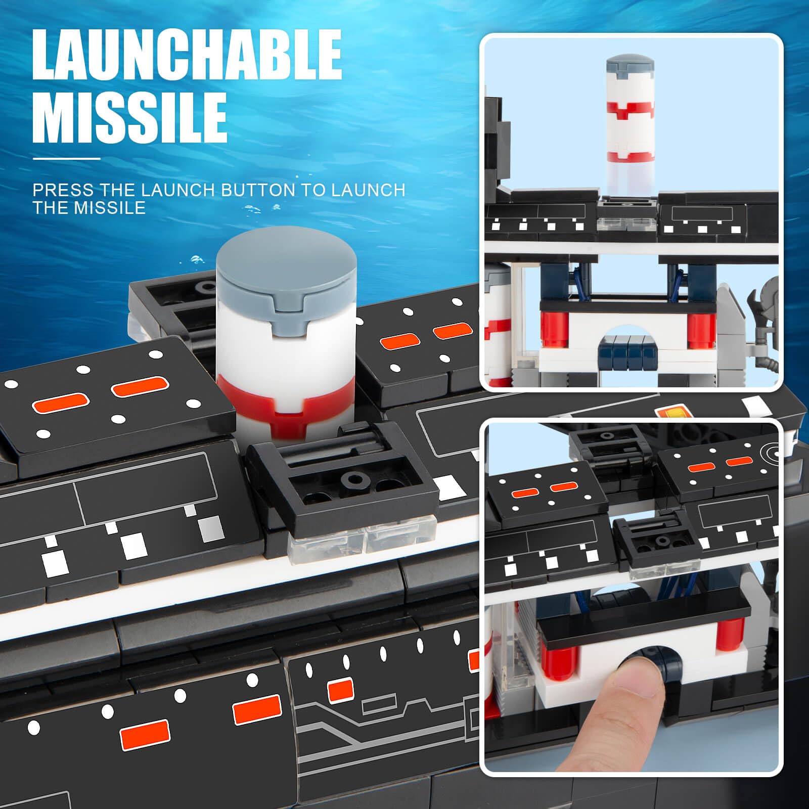 Finger Rock Nuclear Submarine Building Set, WW2 Historical Military Series Submarine Model Set, Collection Birthday Gifts Toy for Teens and Adults 14+