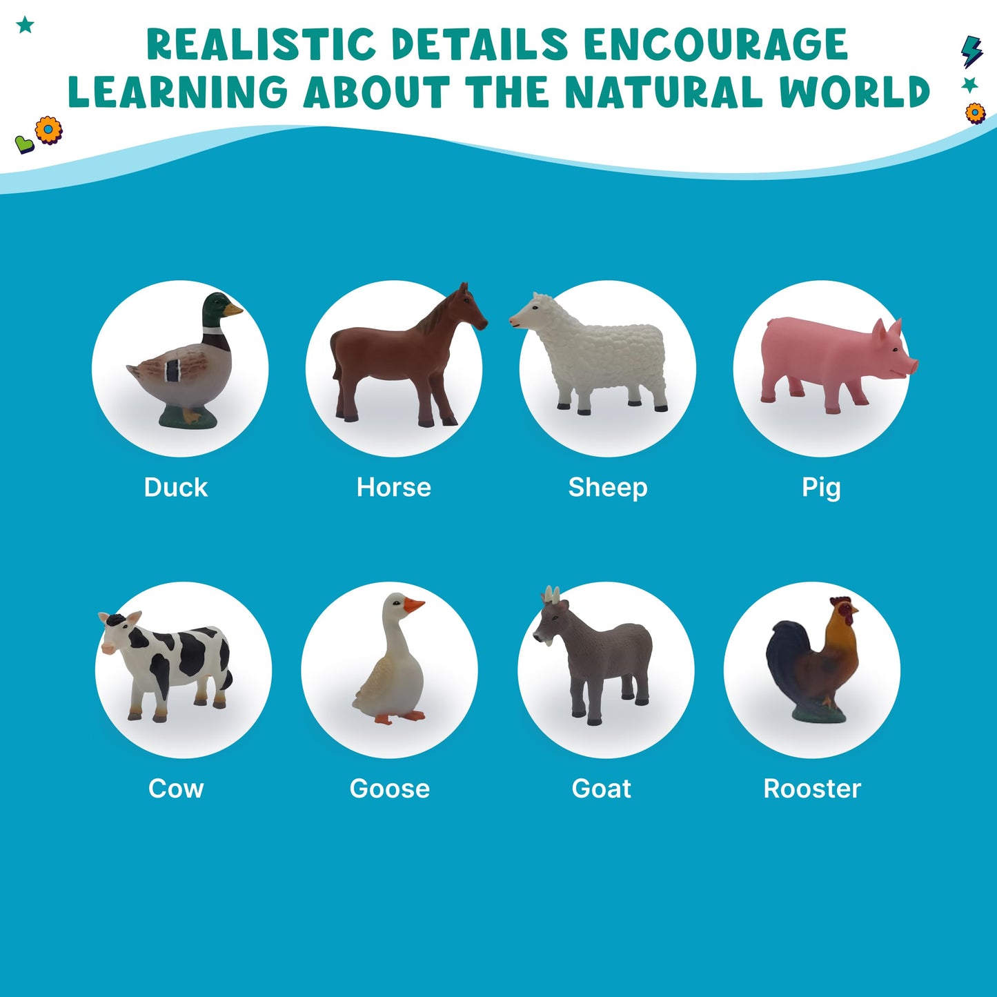 Get Ready Kids Farm Animal Toys - 8 Large Plastic Figurines for Toddlers