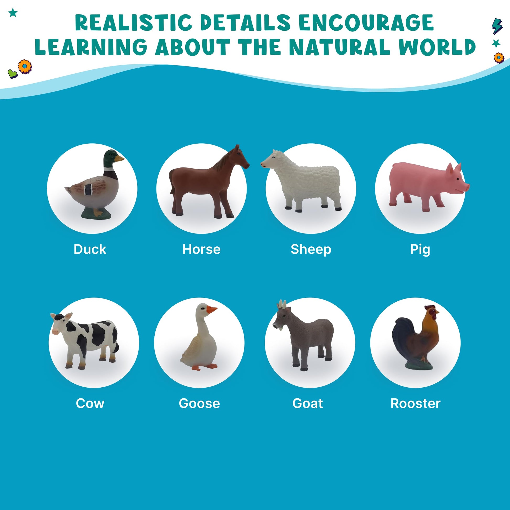 Get Ready Kids Farm Animal Toys - 8 Large Plastic Figurines for Toddlers