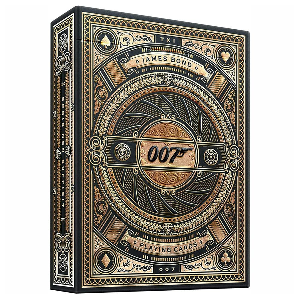 theory11 James Bond 007 Playing Cards - Gold Foil Spy Movie Poker Deck with Custom Aces, Jokers & Court Art for Magic, Cardistry, Game Night, Gifts