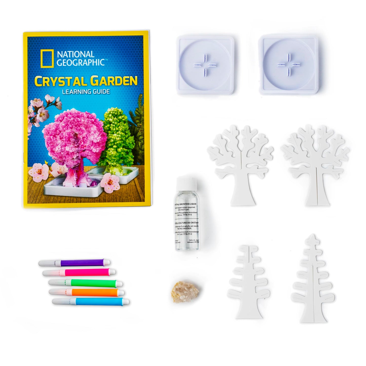 National Geographic Crystal Garden Growing Kit for Kids - Educational Science Kits for Kids Age 8+ Grow Genuine Rose Quartz Crystal Covered Trees |