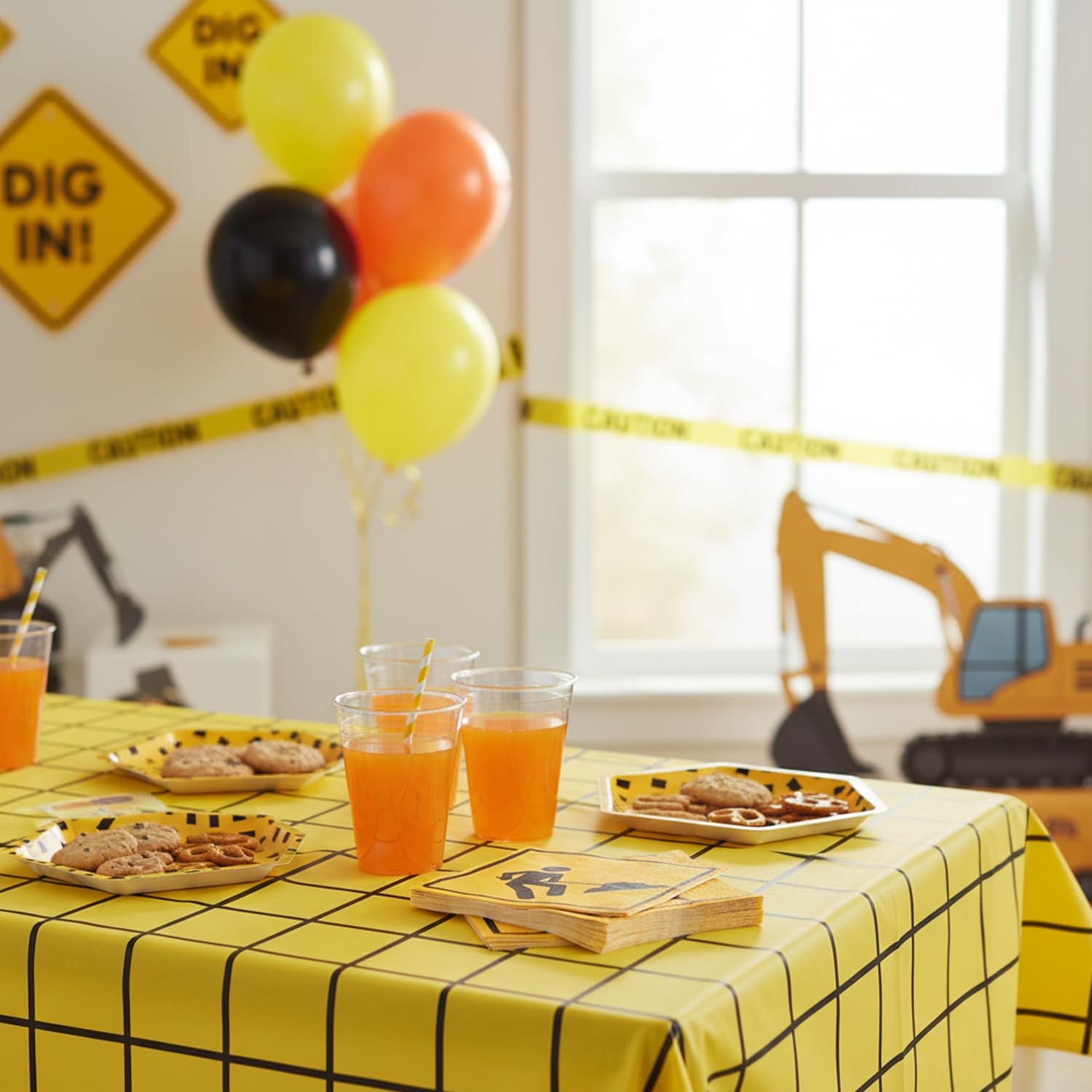 Fun Express - Construction Zone Bev Napkins for Birthday - Party Supplies - Print Tableware - Print Napkins - Birthday - 16 Pieces