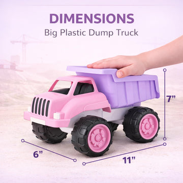 Liberty Imports Big Plastic Dump Truck in Pink Color for Toddlers and Girls - Large Tilting Dumper, Free Play Toy Vehicle for Kids Indoor and Outdoor