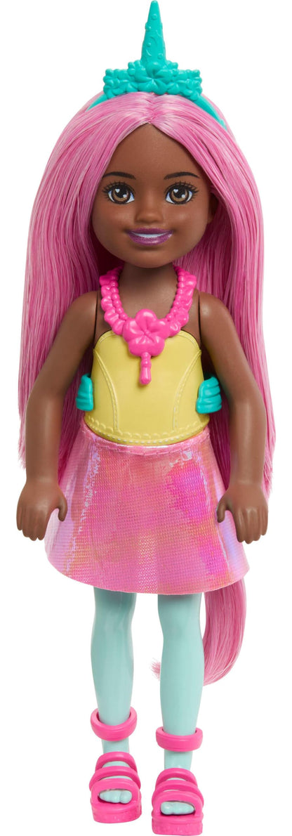 Barbie Chelsea Unicorn Small Doll (6-Inch) with Pink Hair Wearing Removable Tail, Shoes & Hair Accessory, 6-inch Toy