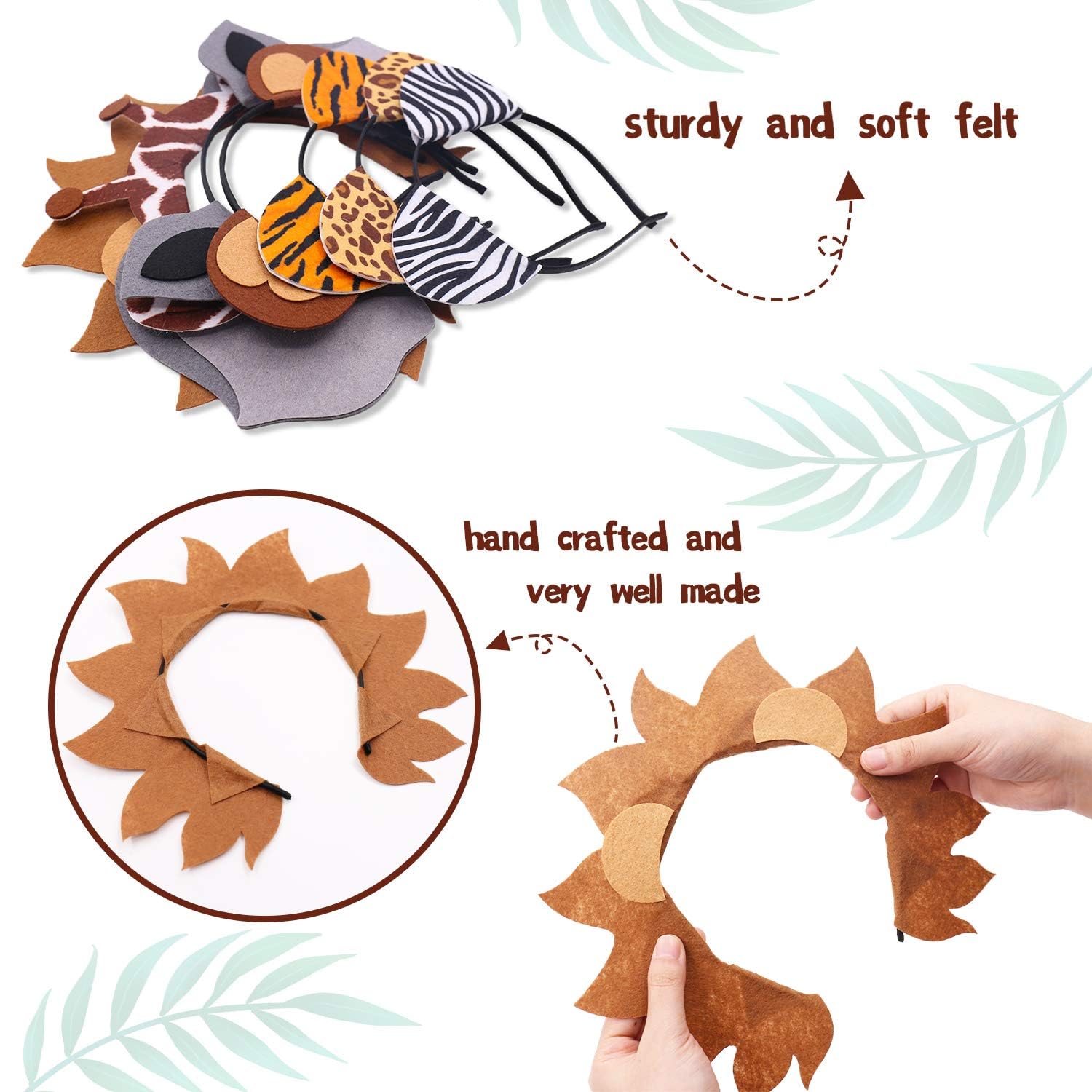 CiyvoLyeen Animals Ears Headbands Birthday Jungle Safari Zoo Party Favor Monkey Rhinoceros Elephant Hair Hoop for Kids