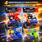 4 Pack Mini Foam Dart Blaster - Individually Wrapped Party Favor Set for Kids, Pull Back Single Shot Toy Guns with 16 Soft Foam Darts - 50 Ft Range