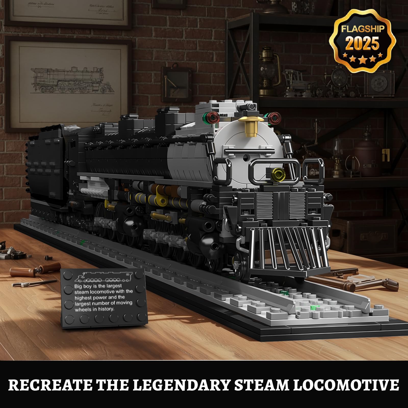 Mould King Big Boy Locomotive - 4844 Steam Locomotive Building Block Set, Legendary Steam Train Display Kit for Gift Giving (3,040 Pieces)