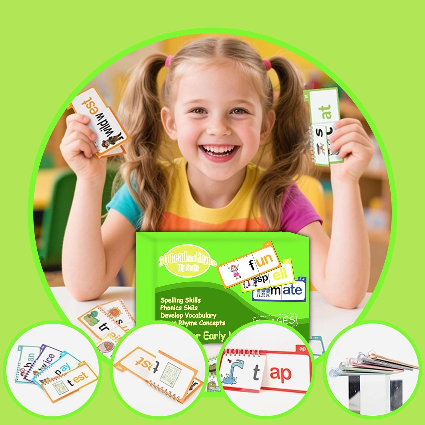 30 Read and Rhyme Flip Books Letter Sounds Flash Cards Flip Books Interactive Reading Flash Cards
