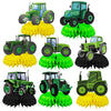 8 Pcs Farm Green Tractor Party Decoration, Farm Tractor Theme Honeycomb Centerpieces 3D Double Sided Table Decorations, Photo Booth Props for Kids