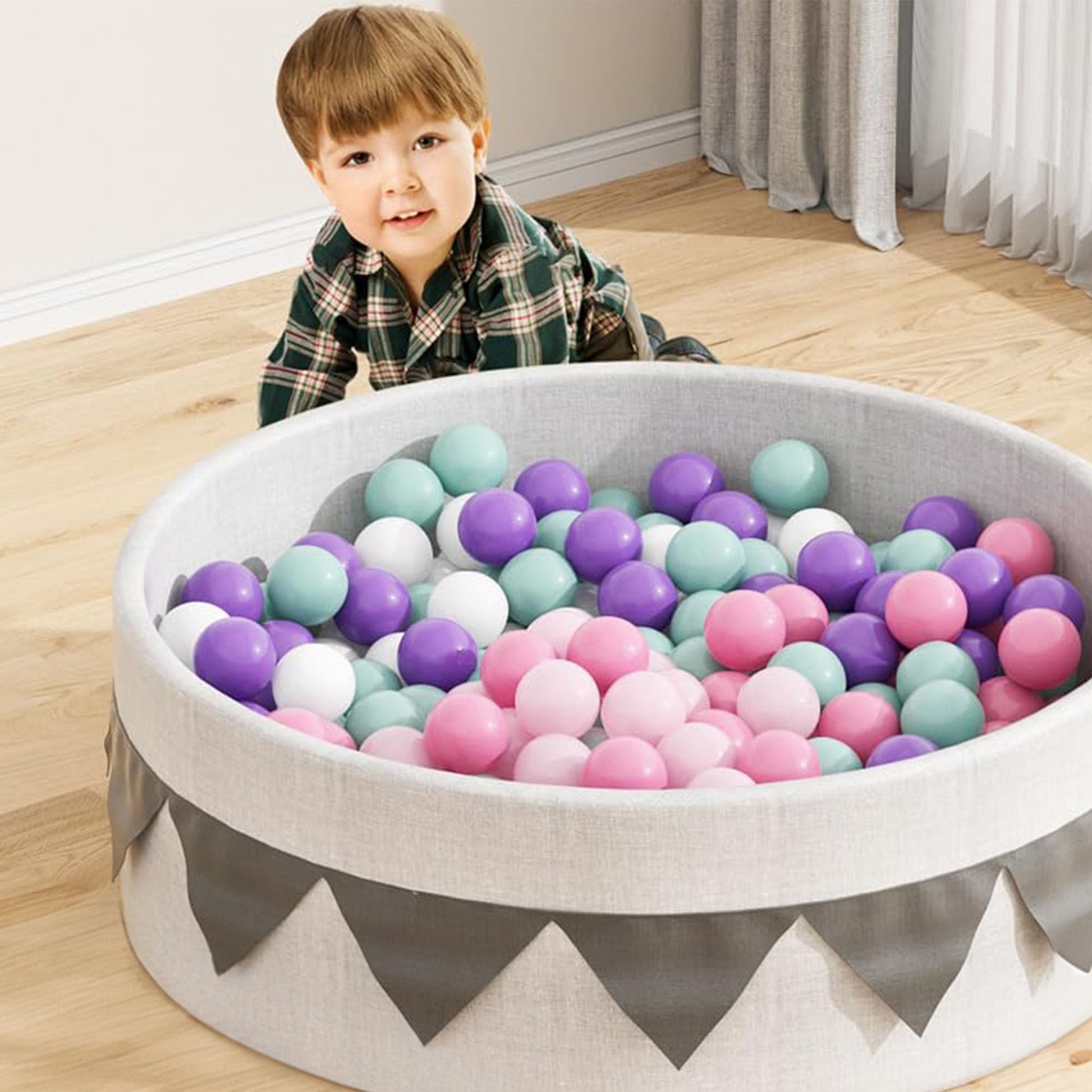BalanceFrom Play Pit Balls Toy Set for Kids with Mesh Bag, Rainbow or Pastel Colors - Crush-Proof Plastic for Ball Pits, Playhouses, Bounce Houses