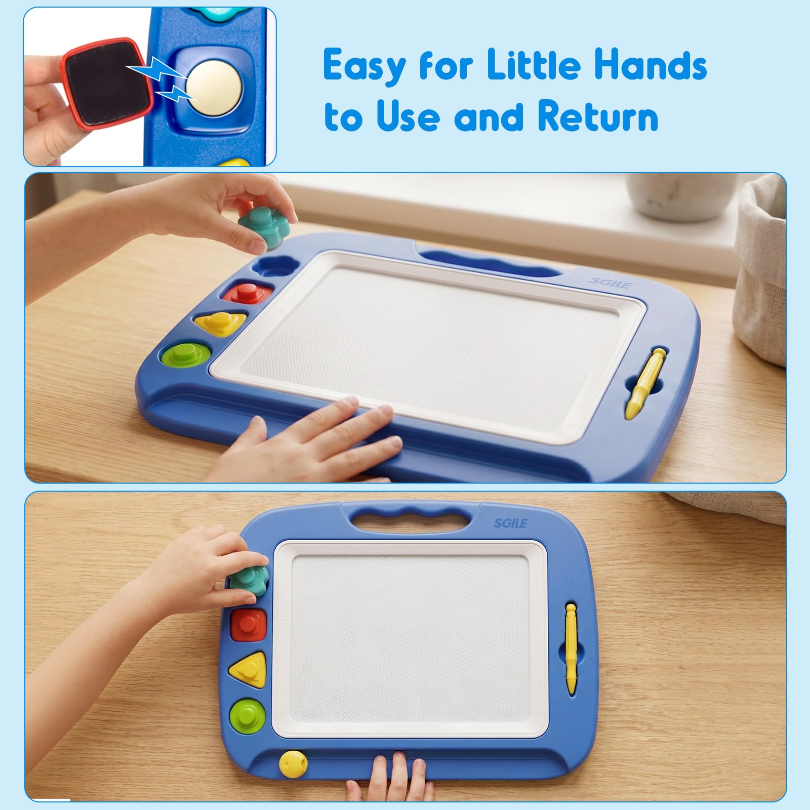 SGILE Toddler Toys for Kids, Large Magnetic Drawing Board for Birthday Gift, Toys for 1 2 3 4 Year Old Girls Boys, Etch & Sketch Pad with 4 Stamps