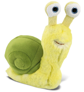 DolliBu Plush Snail Stuffed Animal - Soft Huggable Big Eyes Yellow Snail, Adorable Playtime Land Plush Toy, Cute Wildlife Cuddle Gifts for Kids