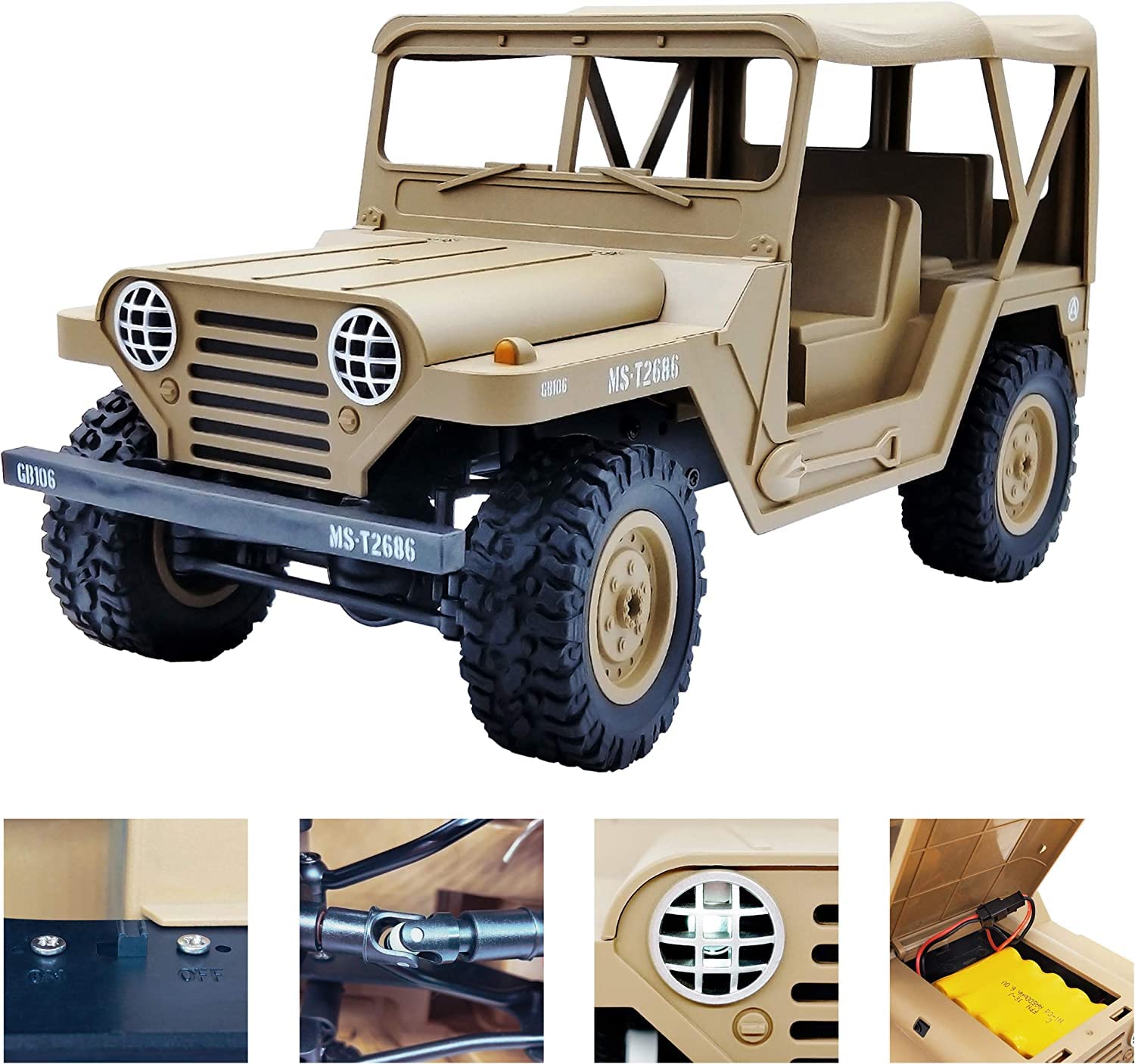 FMTStore US M151 Jeep RC Off-Road, 1:14 Scale 4WD Electric Remote Control Truck All Terrain Monster Climbing Car