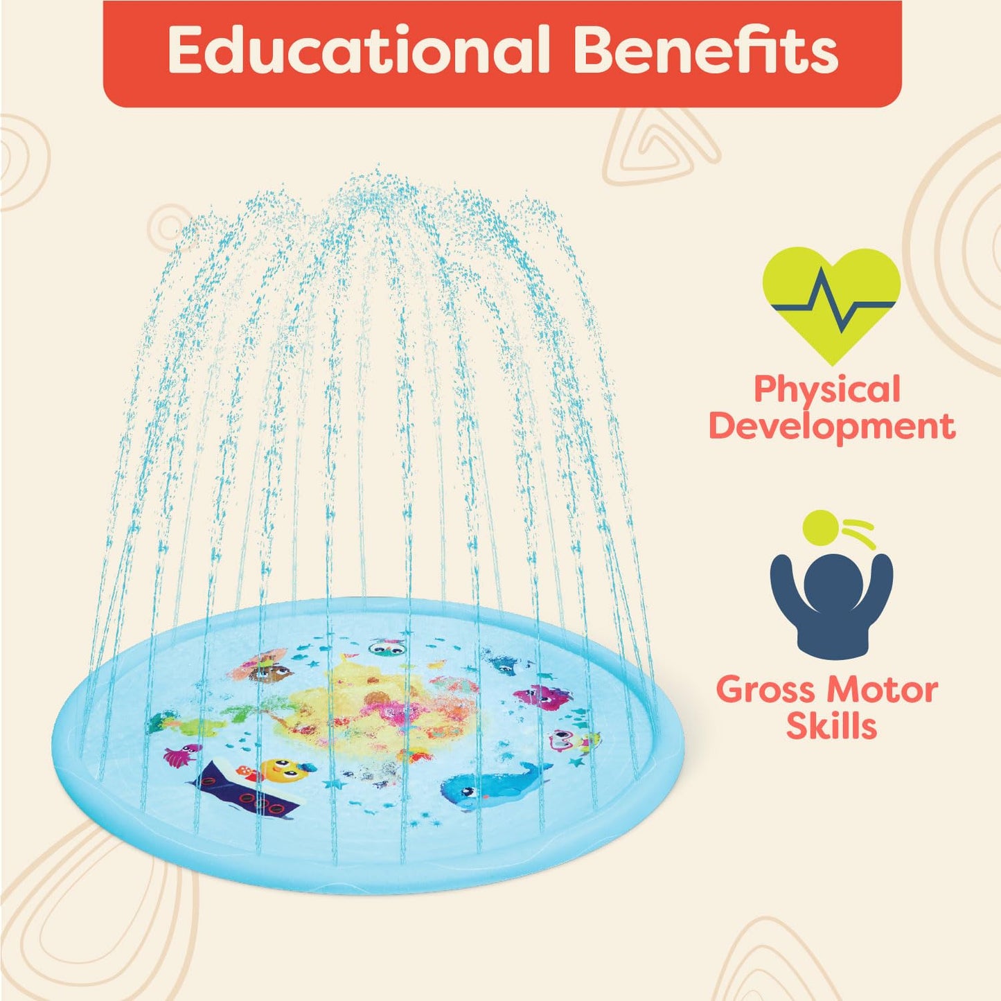 B. toys Splash Pad, Splish 'n' Splash Mat, 70-Inch Water Sprinkler, Summer