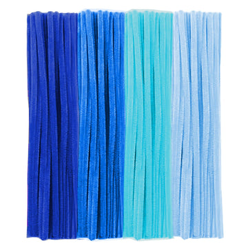 Blue Pipe Cleaners, 100 Pieces Chenille Stems Craft, 12 inch Long Fluffy Pipe Cleaners for Creative DIY Art Craft Projects, Home Decoration Supplies