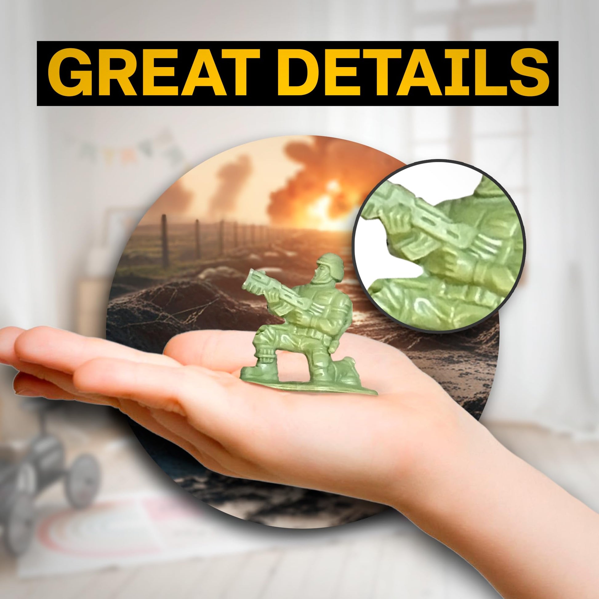 Lollipop - U.S. Army Combat Action Tub Set - 67 Piece Military Playset with Mini Soldiers, Tanks, Helicopter, Army Jeep, Plastic Army Men, War Toys