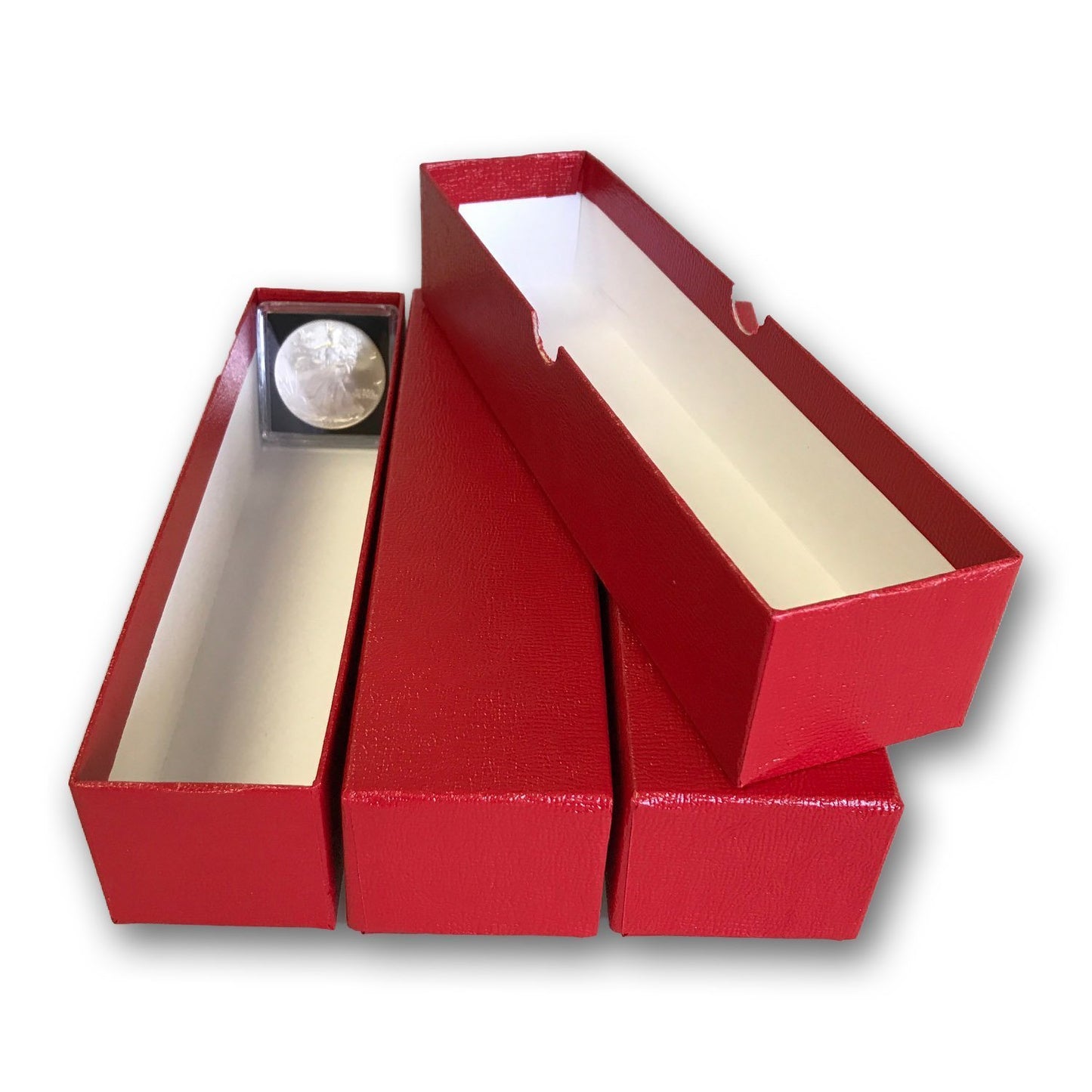 LOT OF 3 - SINGLE ROW 2x2 STORAGE BOXES For Coins in Plastic, Vinyl, Paper and Cardboard Flip Holders