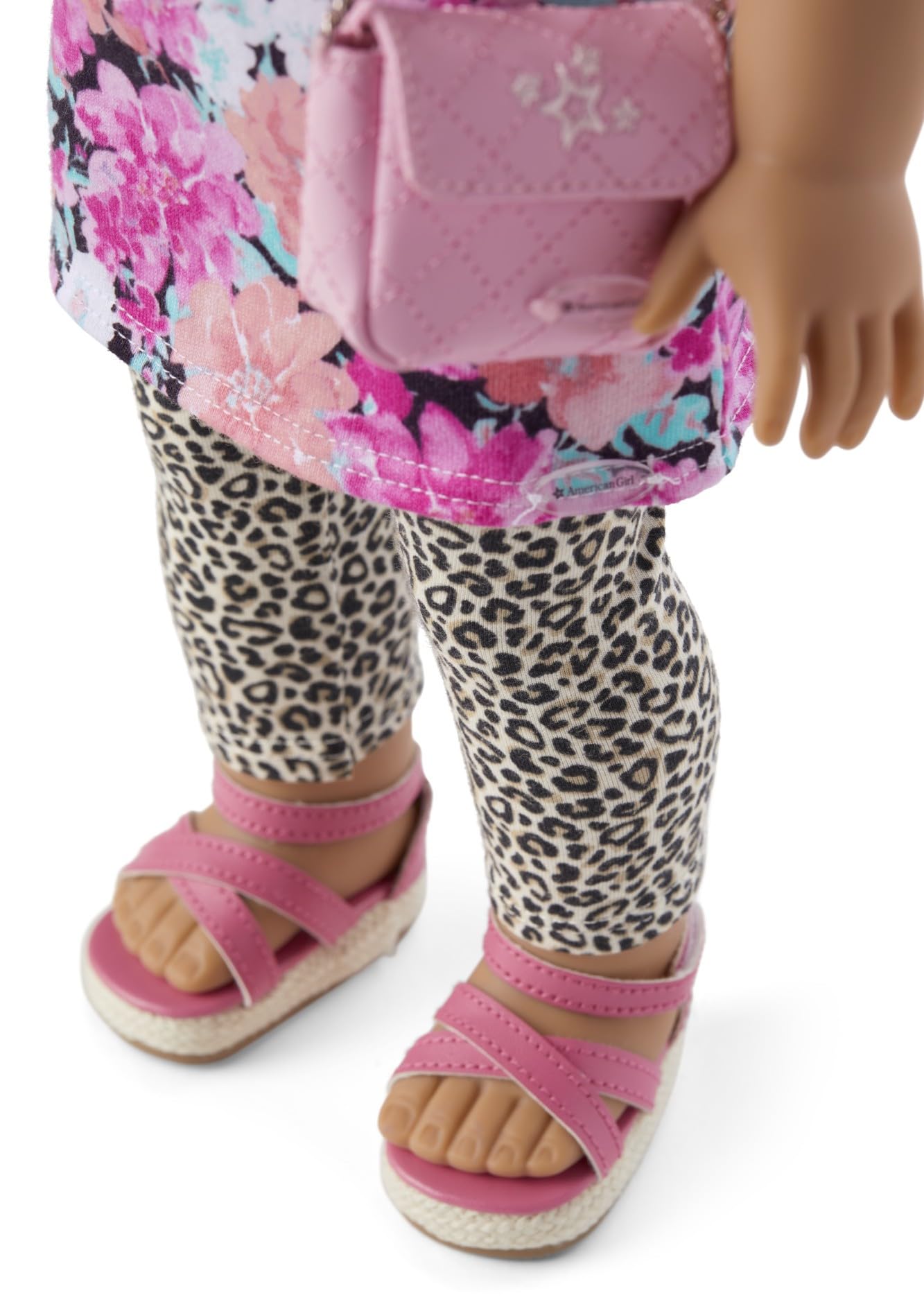 American Girl Truly Me 18-inch Doll Accessories Leopard-Print Pants, Pink Pants, and Straw Hat with Ribbon, For Ages 6+