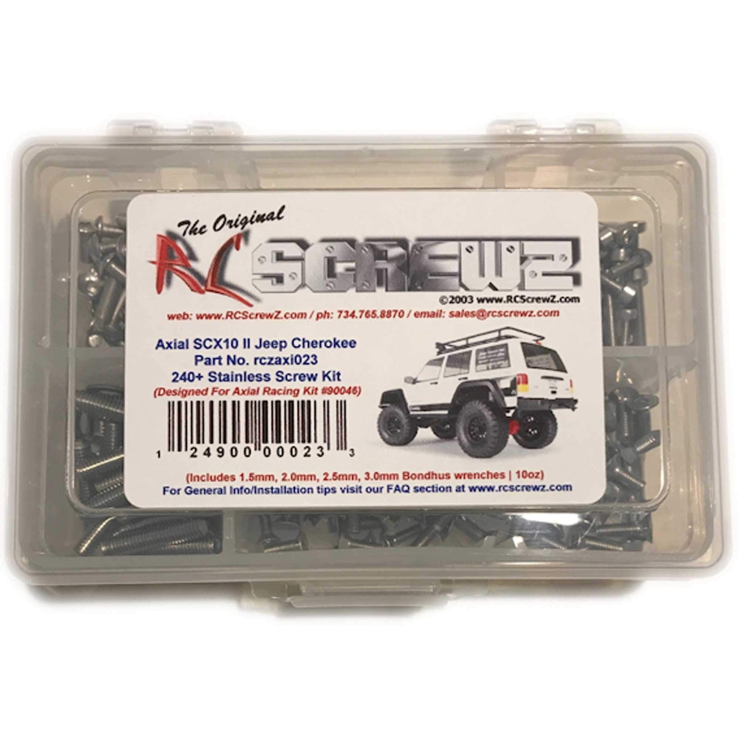 RCScrewZ Stainless Steel Screw Kit axi023 compatible with Axial Racing SCX10 II Jeep Cherokee 1/10th Electric 4WD Rock Crawler (#AX90046)