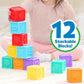Playskool ABC Soft Stacking Blocks, Squishable Silicone, 12 Pack, for Ages 9 Months and Up, Motor Skills and Tactile Play